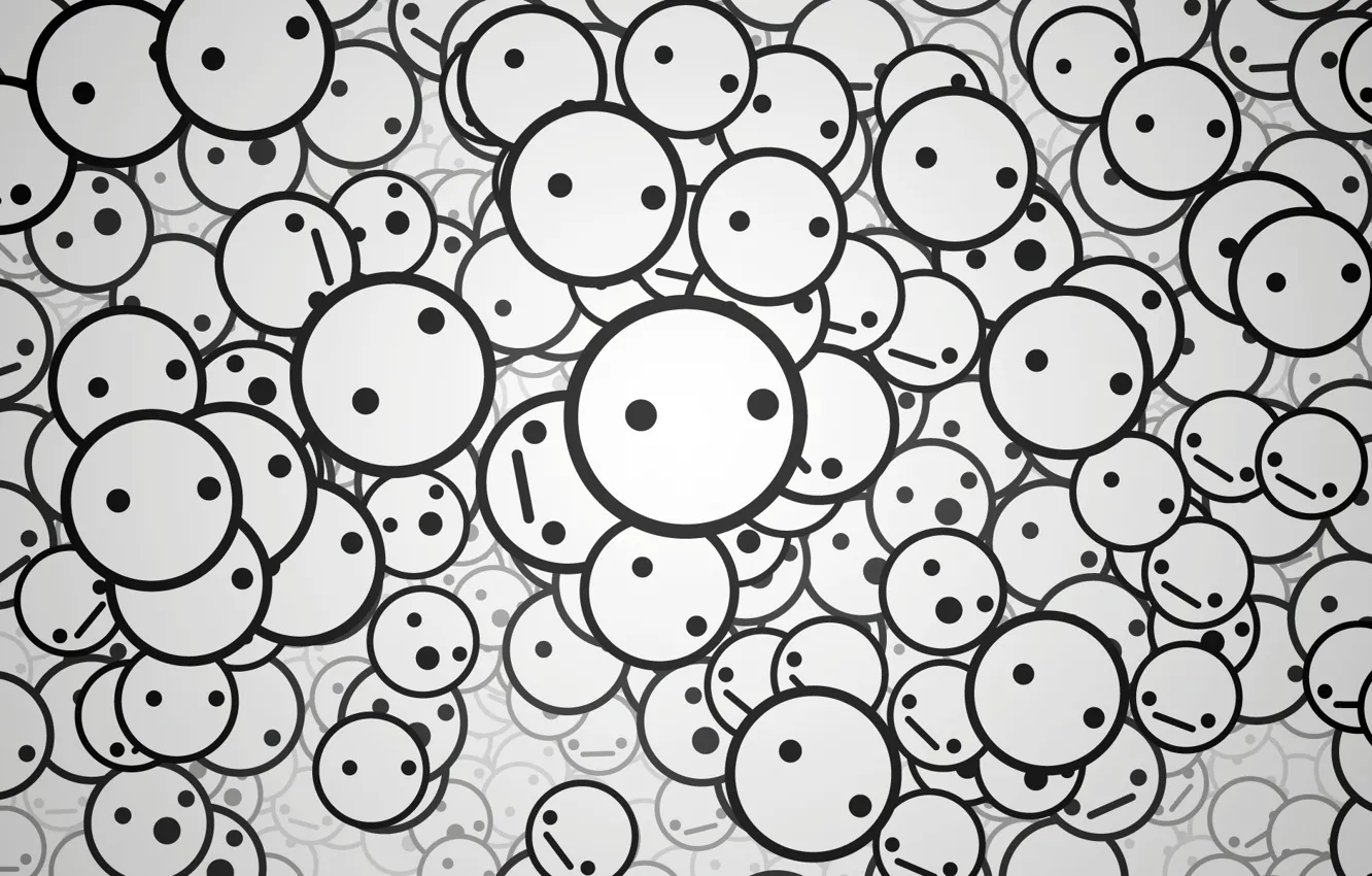 Photo wallpaper balls, Smiles, b/W