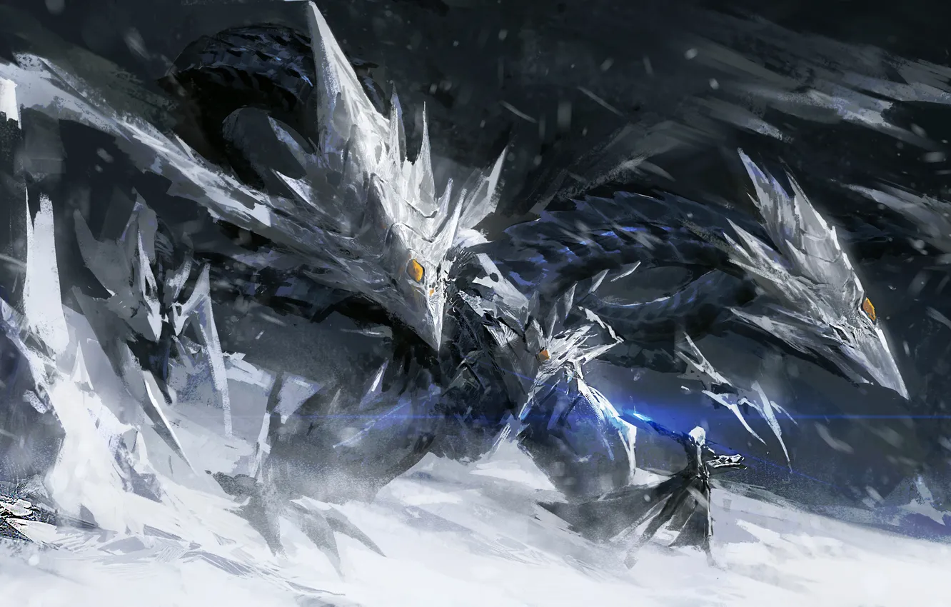 Photo wallpaper dragon, Yu Gi Oh, LEO Artist, Trishula Dragon of the Ice Barrier
