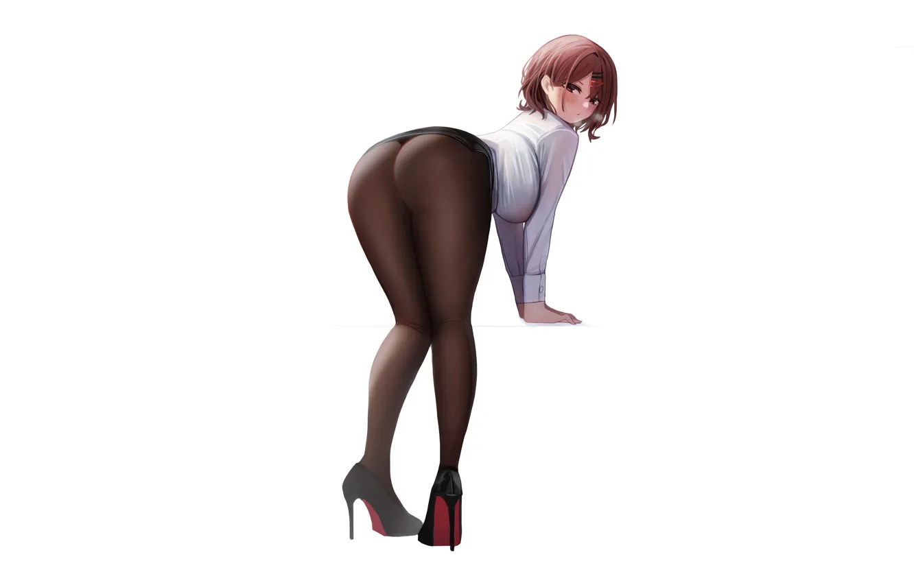 Photo wallpaper girl, sexy, ass, legs, brown hair, boobs, anime, beautiful