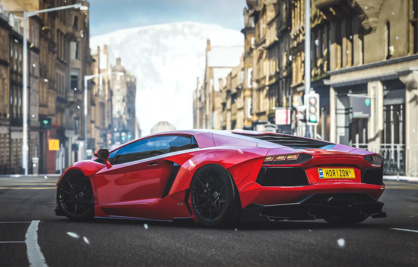 Photo wallpaper Lamborghini, Microsoft, tuning, Aventador, Game Art, Forza Horizon 4, by Draven Redgrave