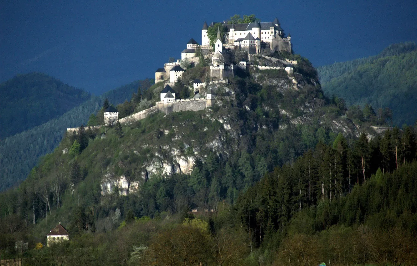 Photo wallpaper mountains, wall, fortress, Austria, Grad, Hochosterwitz