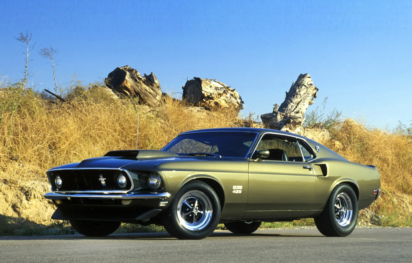 Photo wallpaper Mustang, Green, Boss 429