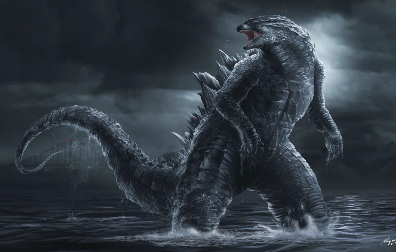 Photo wallpaper figure, art, Godzilla, art, Godzilla, Gull, Noger Chen, By Noger Chen
