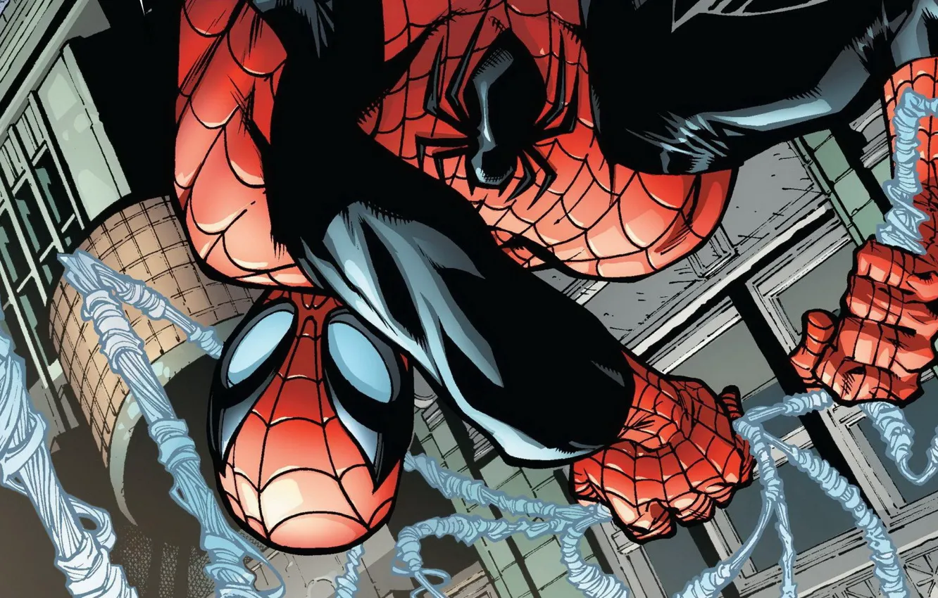 Photo wallpaper web, mask, hero, costume, superhero, Marvel, comic, Spider-man