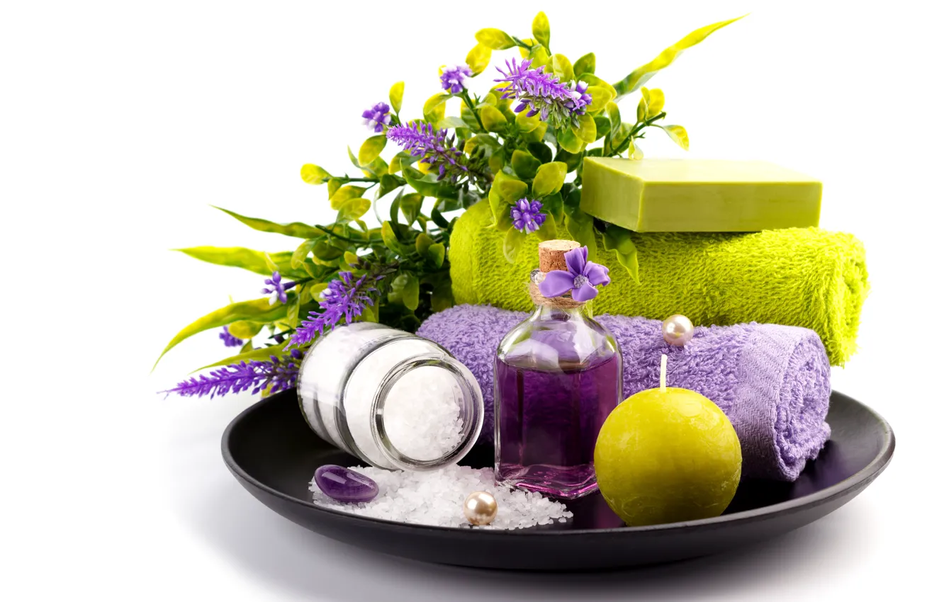 Photo wallpaper towel, soap, Spa, salt