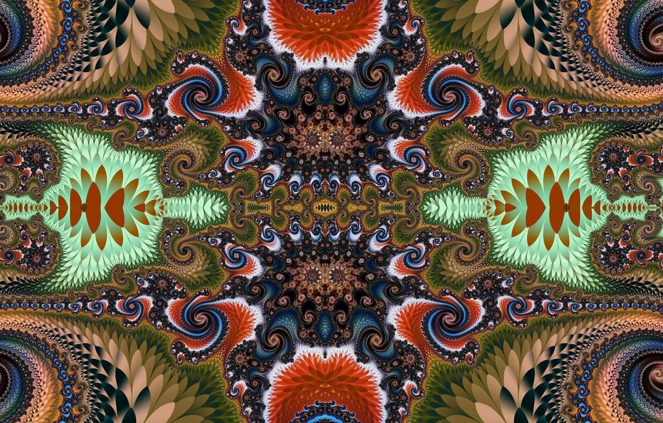 Photo wallpaper pattern, bright, Khokhloma