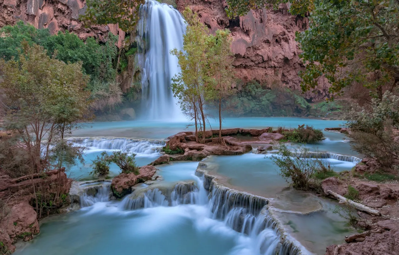 Photo wallpaper waterfall, AZ, The Grand Canyon, Arizona, Grand Canyon, Havasu Falls