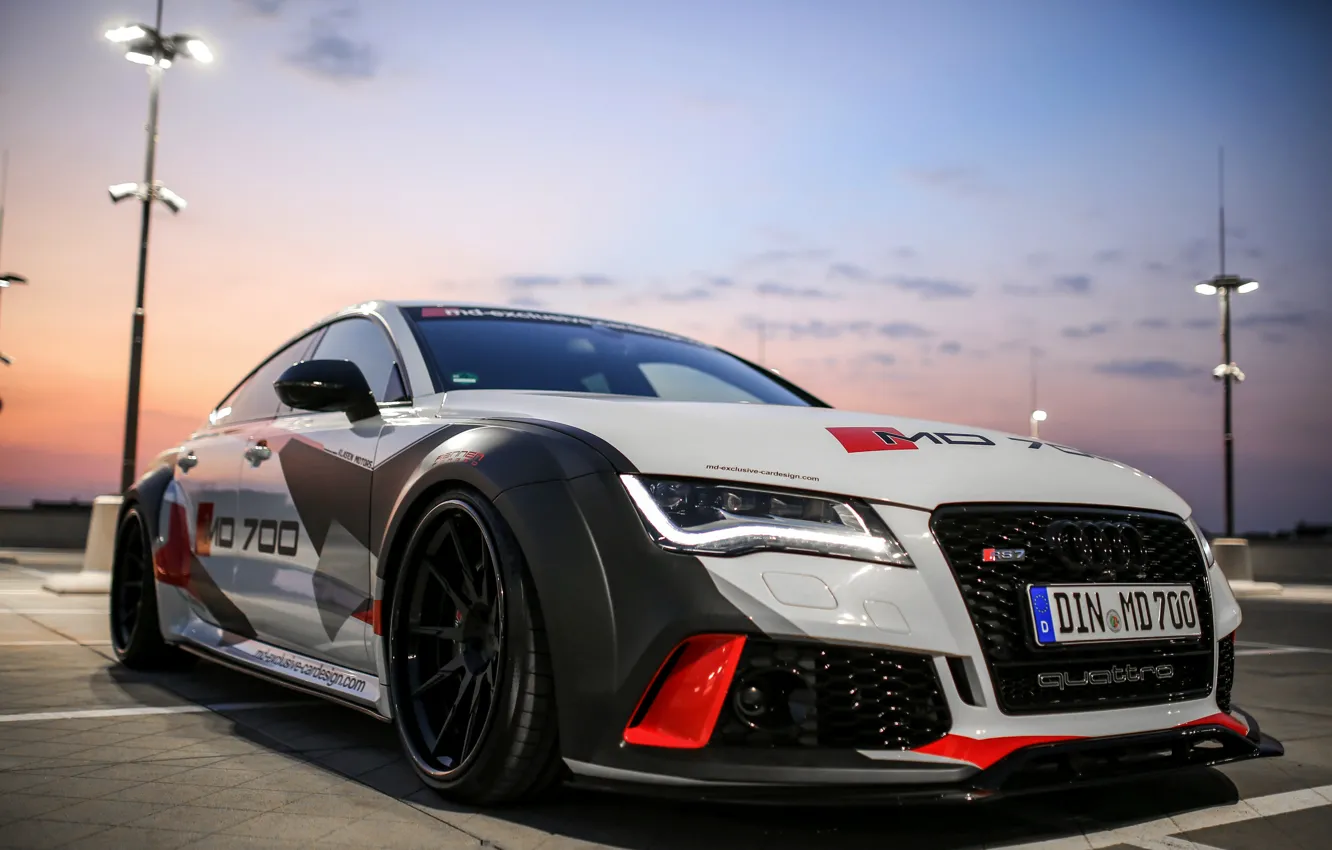 Photo wallpaper Audi, the evening, lights, RS7, 2016, S7, M&D Exclusive Cardesign, A7