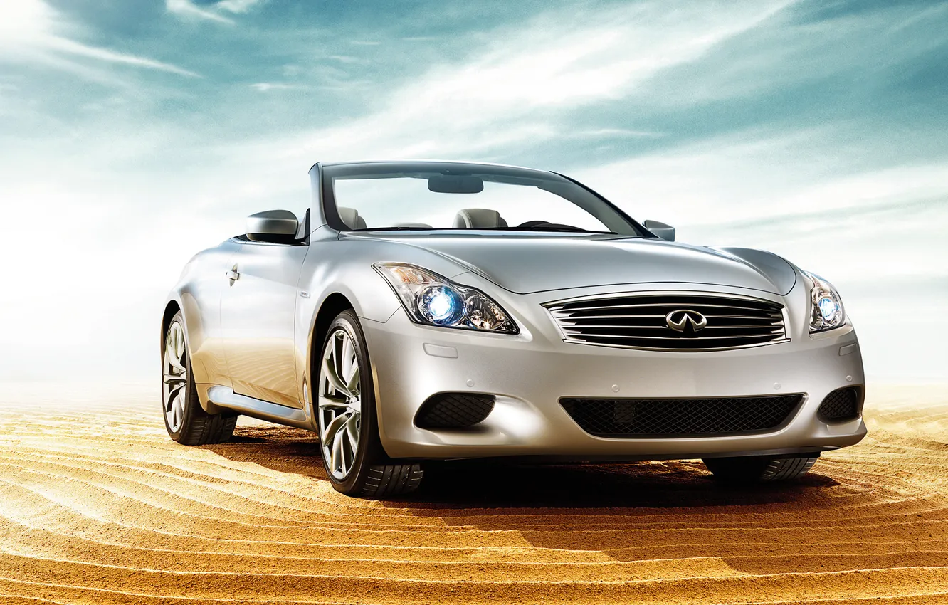 Photo wallpaper sand, the sky, silver, Infiniti, convertible, infiniti, G37, Convertible