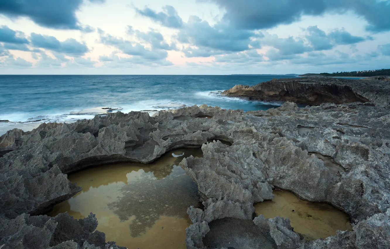 Photo wallpaper sea, landscape, rocks
