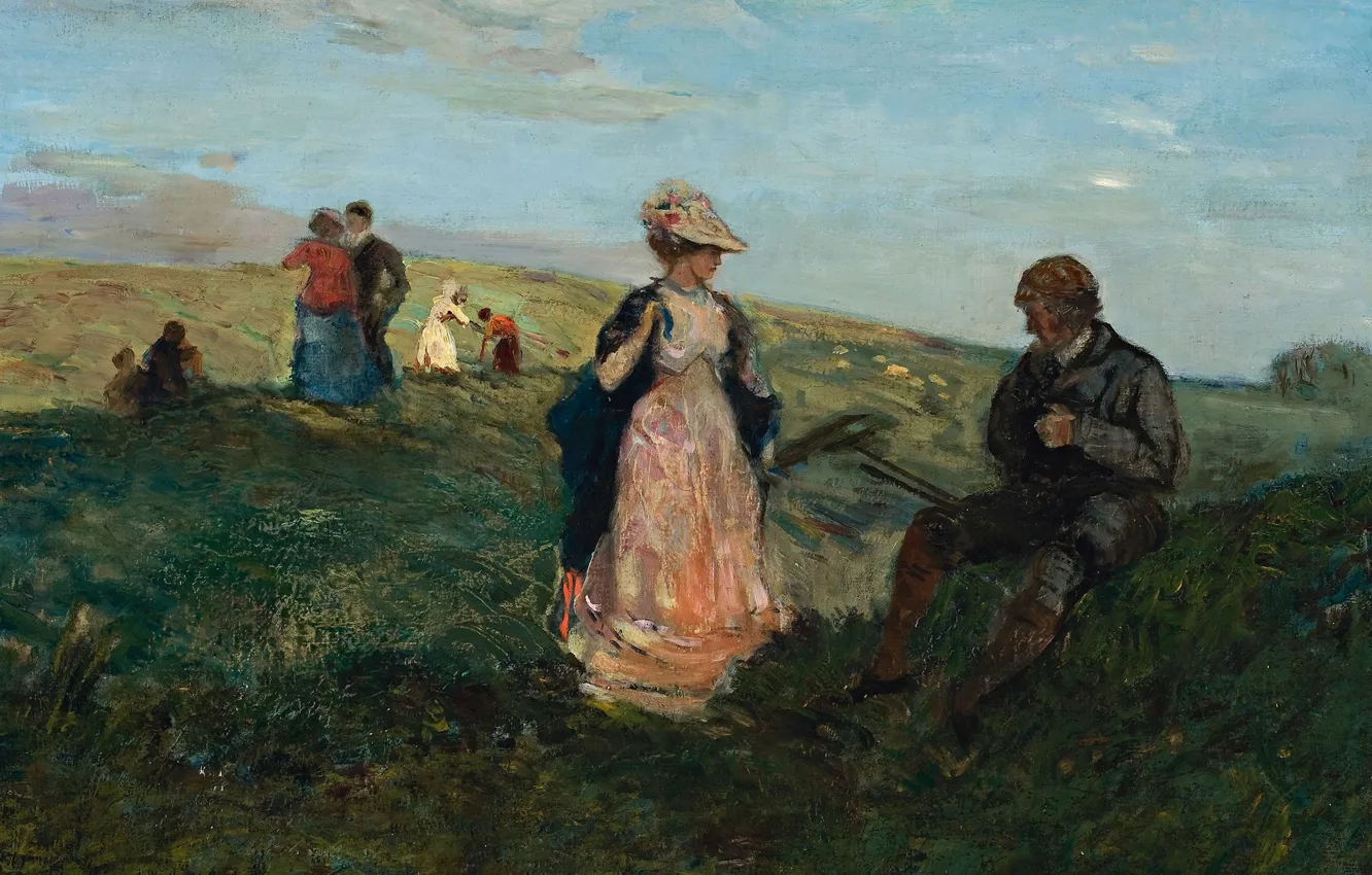 Photo wallpaper people, picture, genre, Landscape with Figures, Charles Conder, Charles Conder