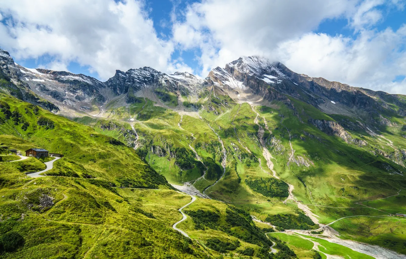 Photo wallpaper clouds, mountains, Austria, Alps