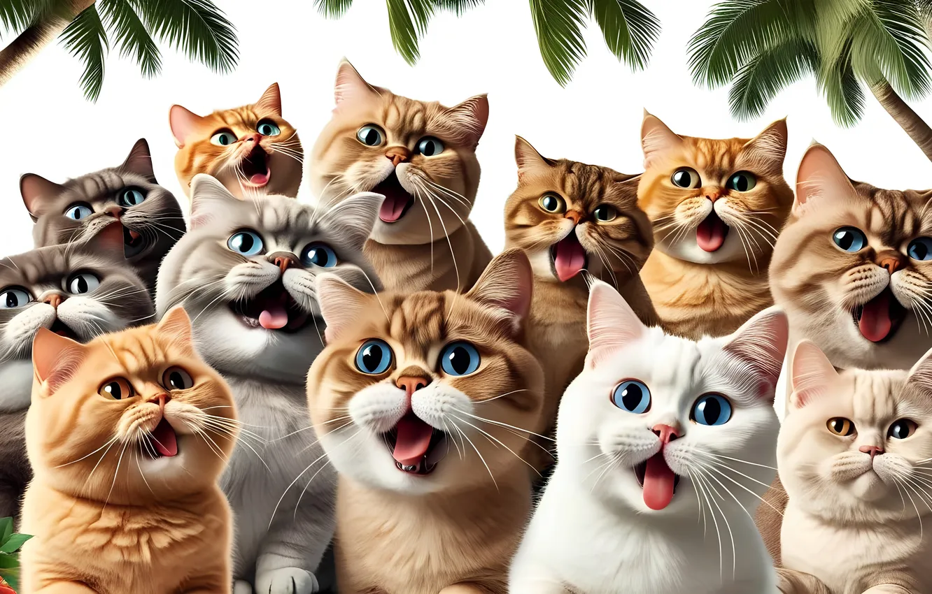 Photo wallpaper eyes, cat, look, roses, white background, Palma ., photo session