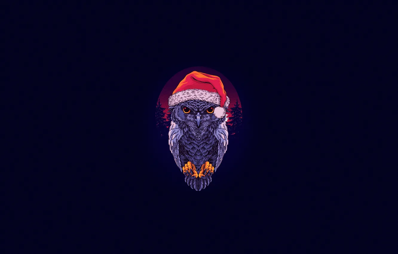 Photo wallpaper style, background, owl, figure, minimalism, art, hat, style