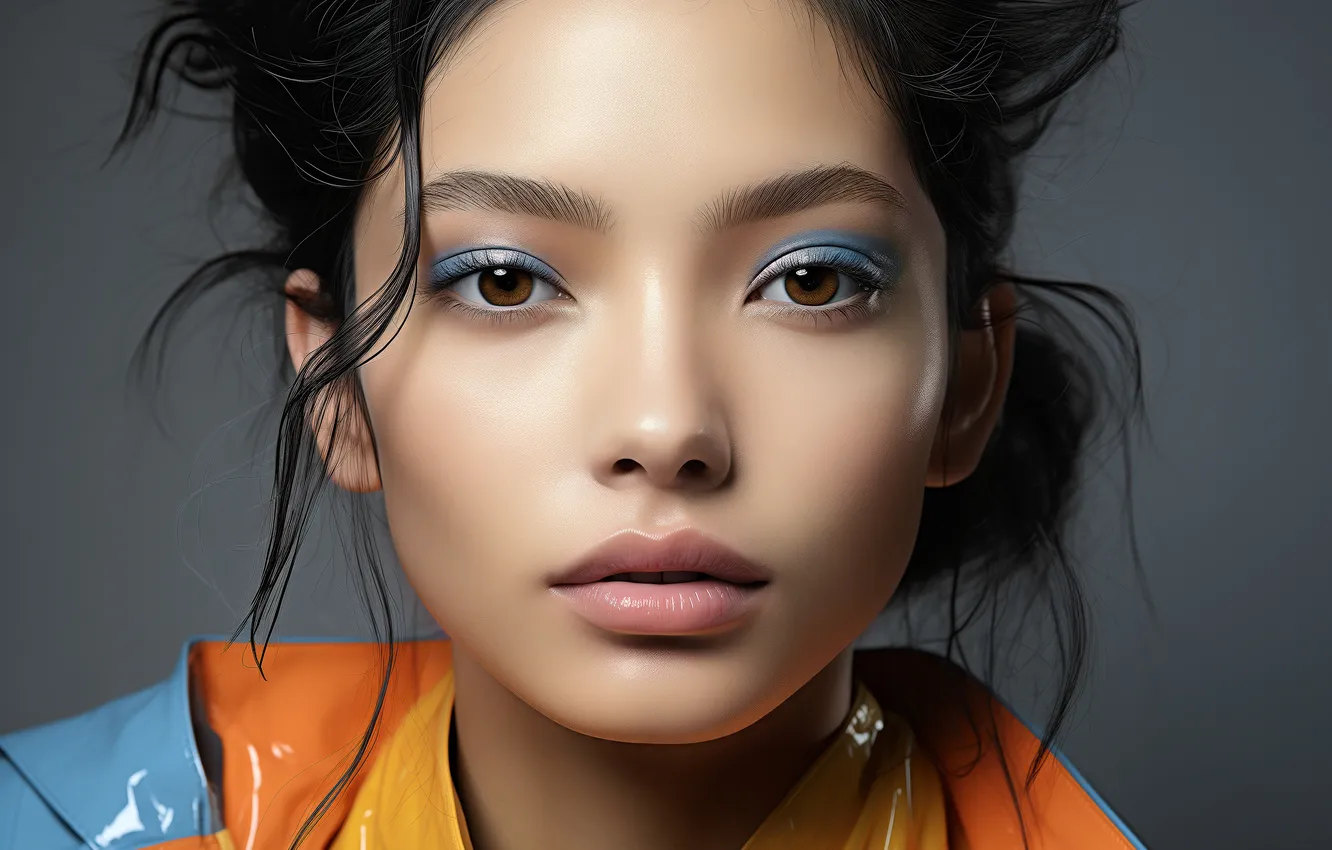 Photo wallpaper woman, color, face, AI Art