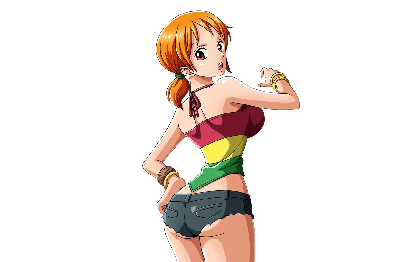 Photo wallpaper girl, sexy, ass, One Piece, shorts, anime, beautiful, short hair