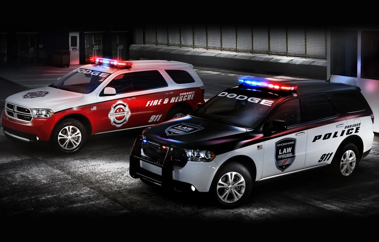 Photo wallpaper police, jeep, twilight, Dodge, Police, fire, dodge, the front