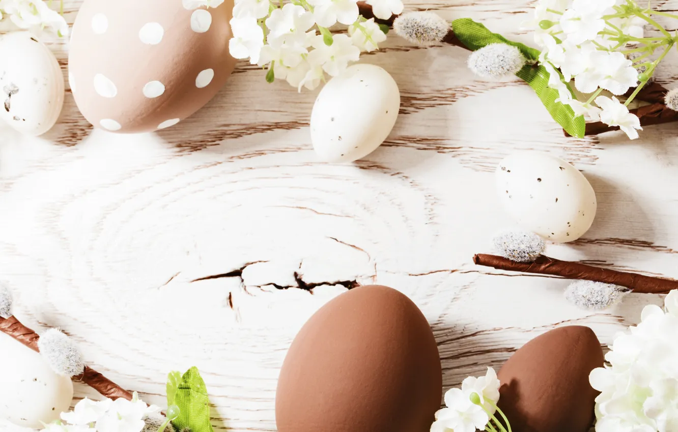 Photo wallpaper flowers, eggs, spring, Easter, flowers, spring, Easter, eggs