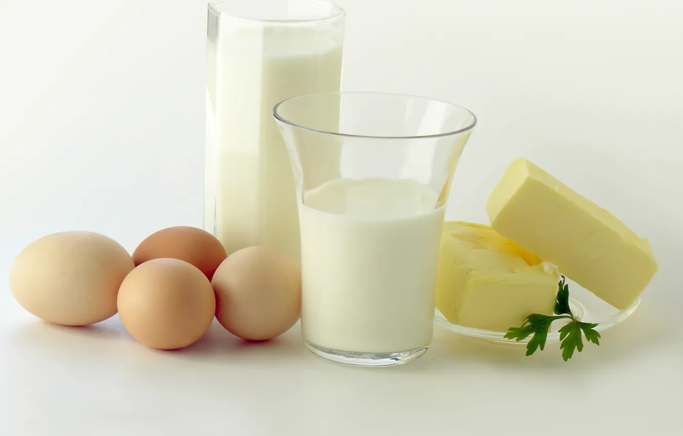 Photo wallpaper oil, food, eggs, milk, products