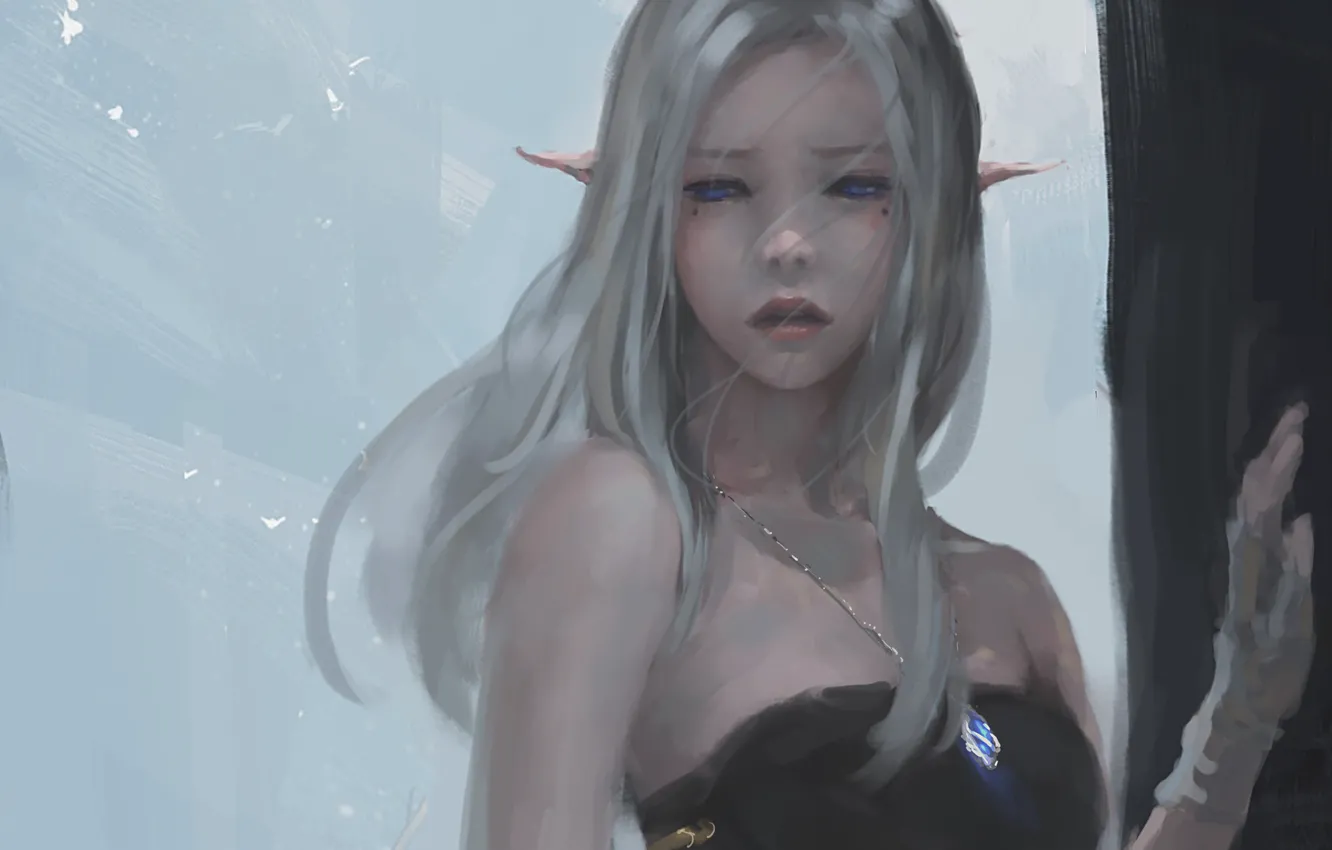 Photo wallpaper girl, the wind, elf, pendant, blue eyes