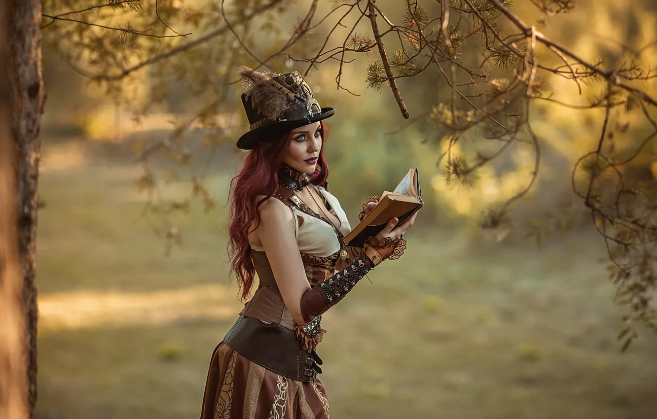 Photo wallpaper retro, park, model, book, A Diakov George