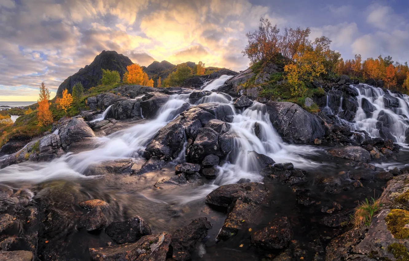 Photo wallpaper water, rocks, waterfalls, Norway