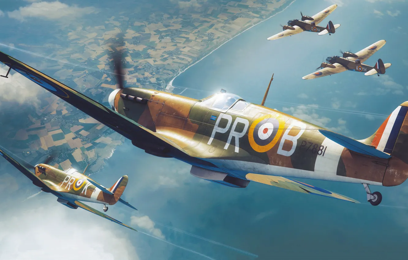 Photo wallpaper fighter, UK, Supermarine Spitfire, Raf, Spitfire Mk.IIa, Adam Tooby
