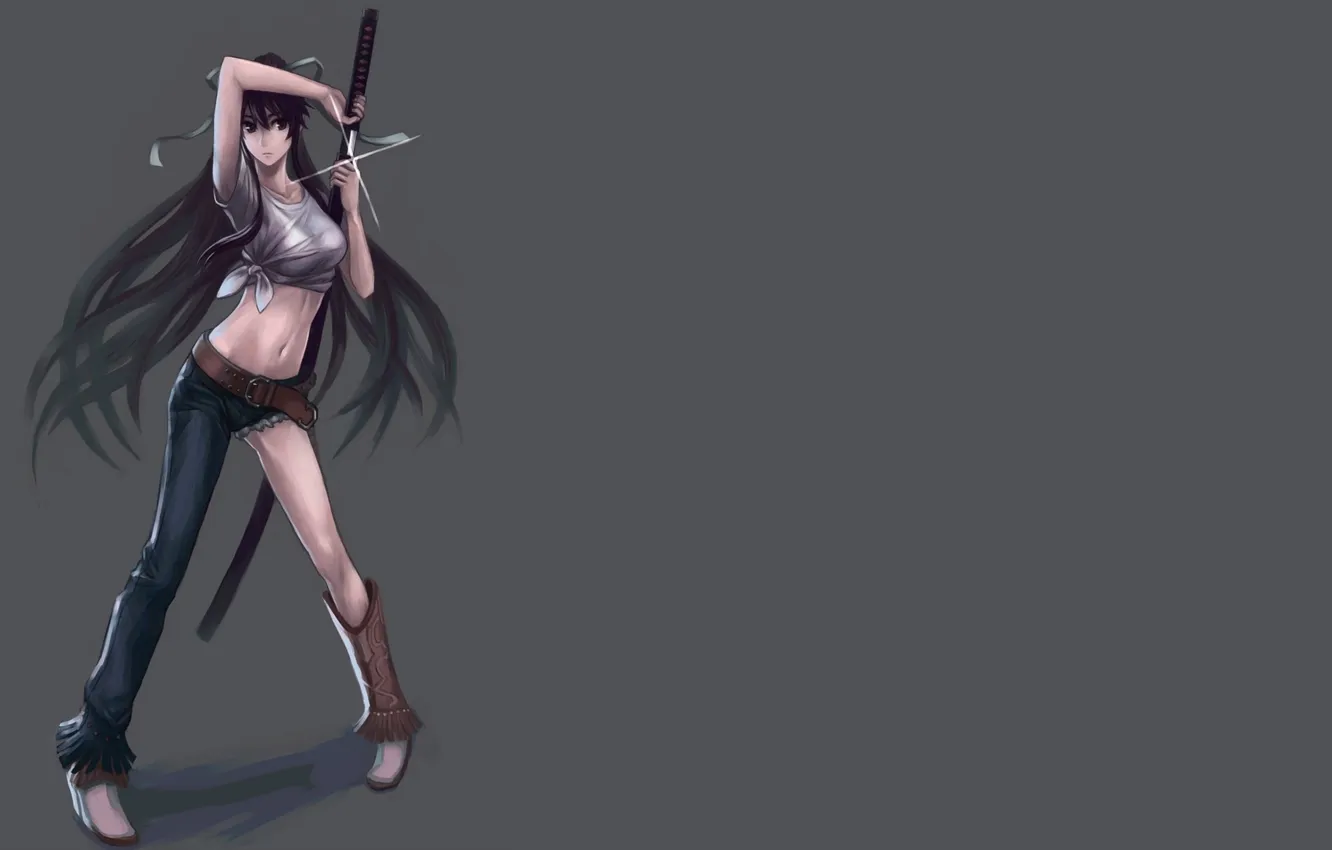 Photo wallpaper chest, girl, weapons, paint, surprise, sword, Mike, to aru kagaku no railgun