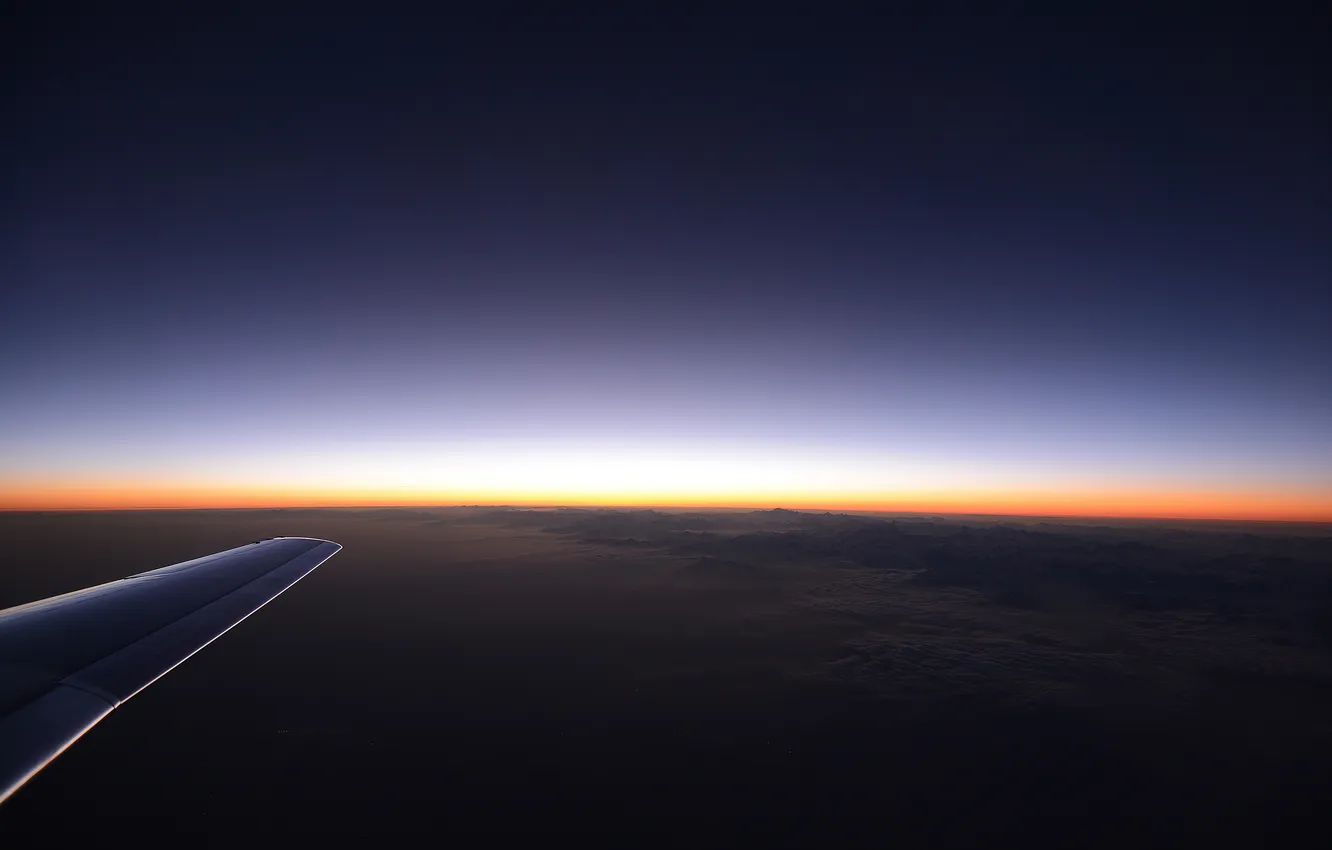 Photo wallpaper sunset, mountains, Germany, Germany, the wing of the plane