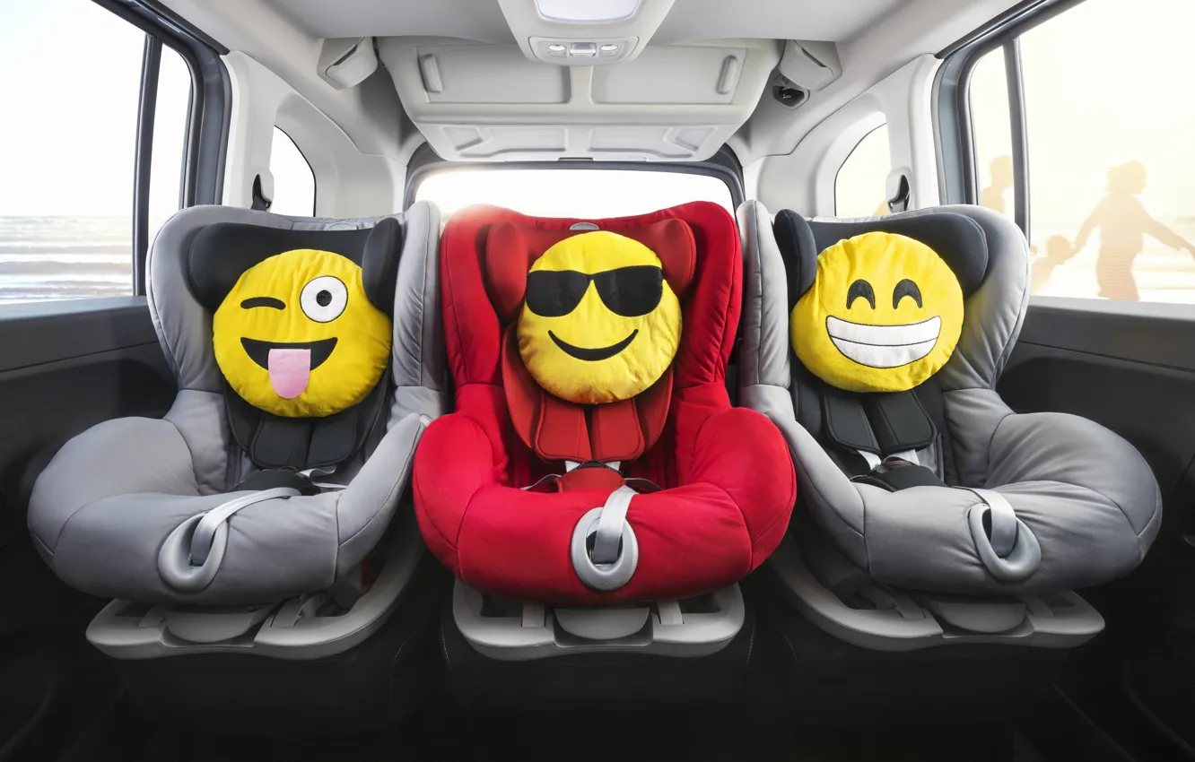 Photo wallpaper car, smile, interior, fun