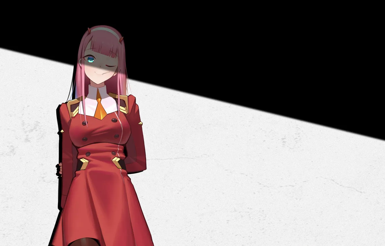 Photo wallpaper girl, shadow, 002, Darling In The Frankxx, Cute in France, Zero Two