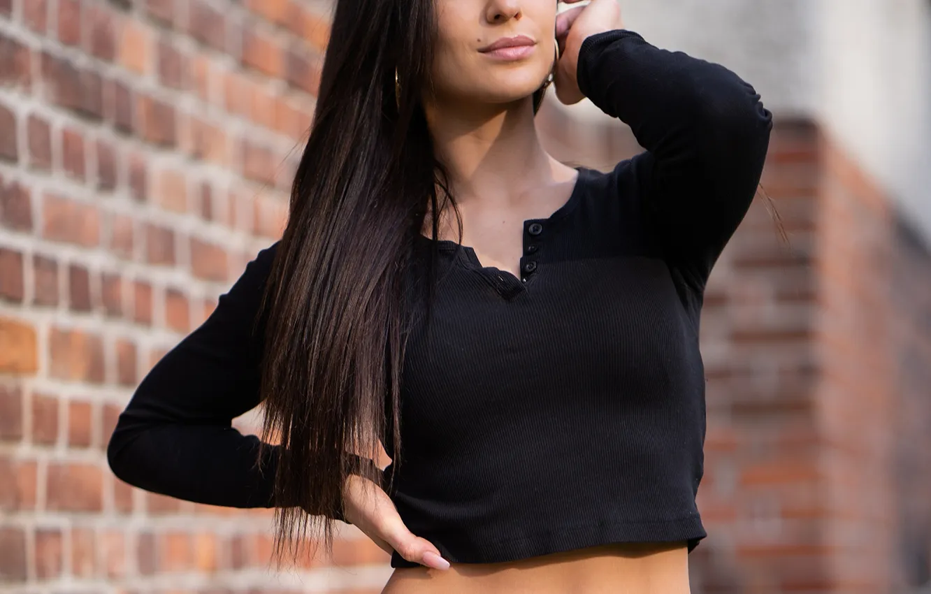 Photo wallpaper pose, jeans, belly, blouse, Lisa