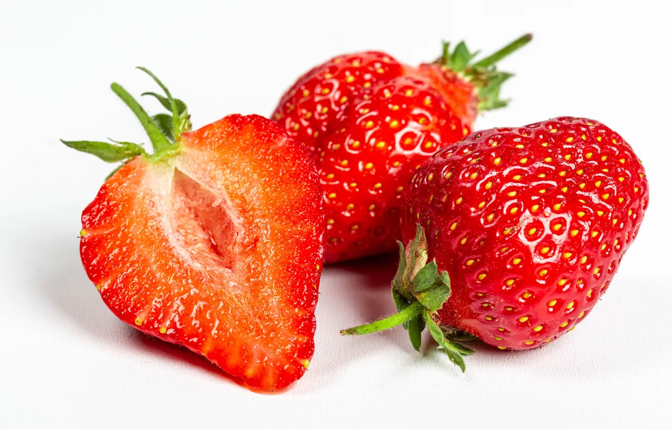 Photo wallpaper berries, strawberry, white background
