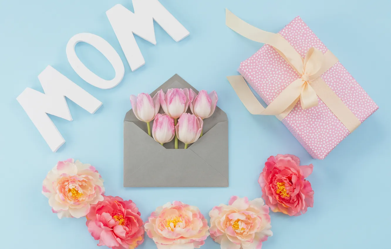 Photo wallpaper flowers, gift, composition, Mother's Day