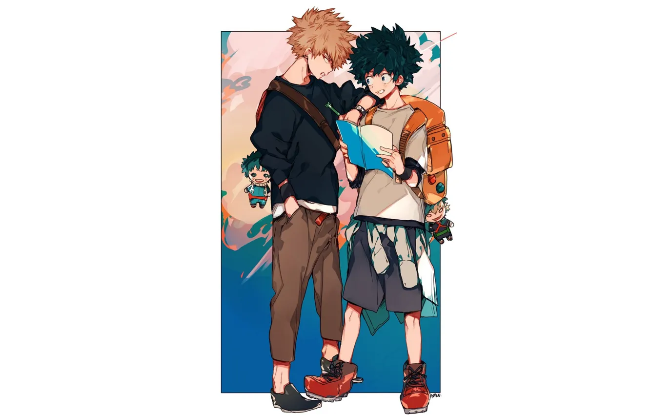 Photo wallpaper guy, keychain, students, Boku no Hero Academy, My hero Academy, My Hero Academia, Midori Isuku, …