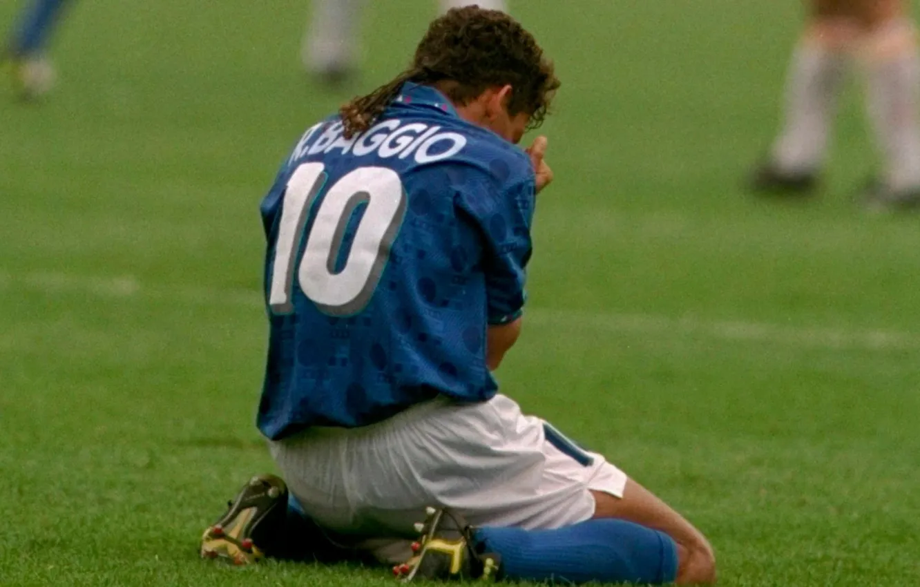 Photo wallpaper Italy, 1994, Roberto Baggio, The Divine Ponytail, Not scored from the penalty spot