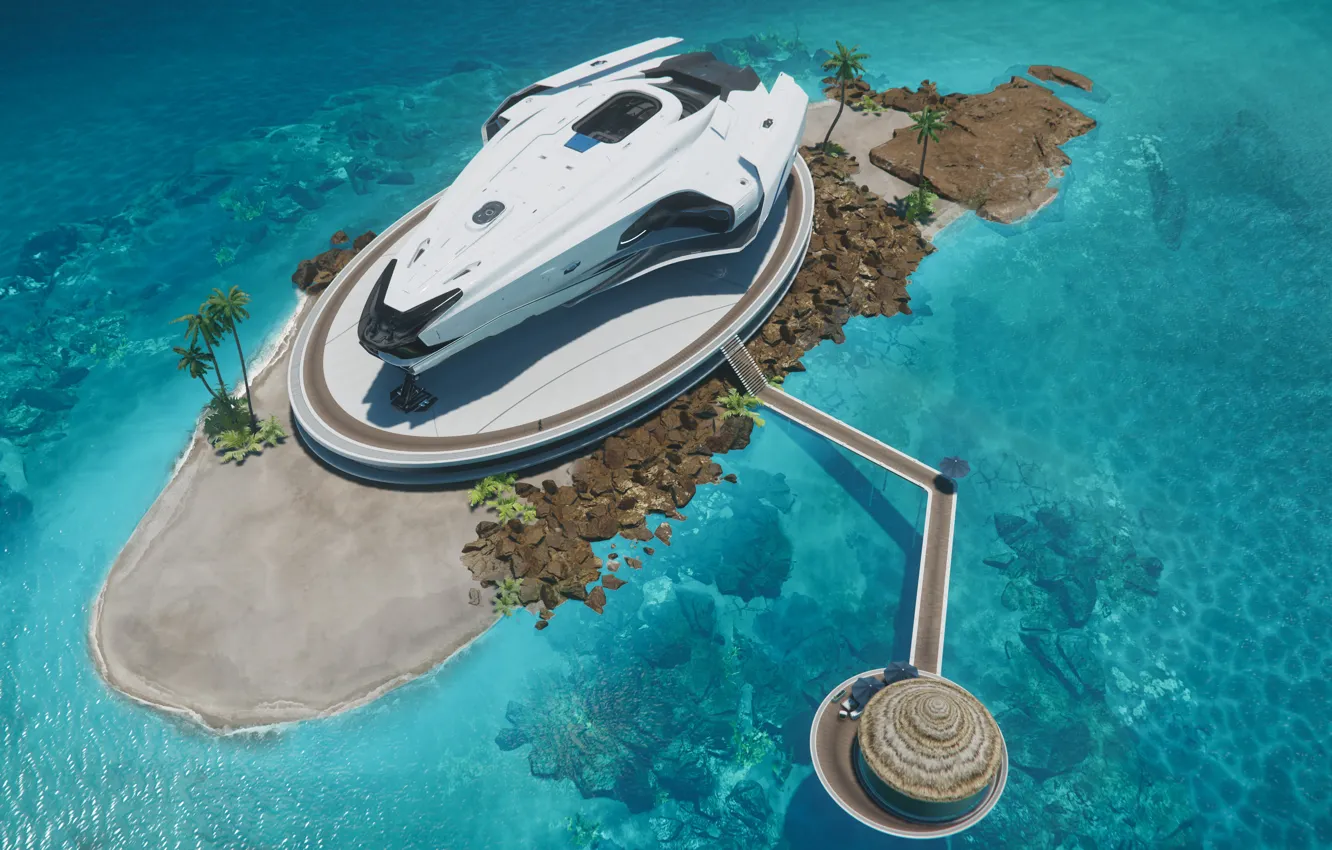 Photo wallpaper sea, beach, ship, resort, Explorer, Star Citizen, Origin, 600i