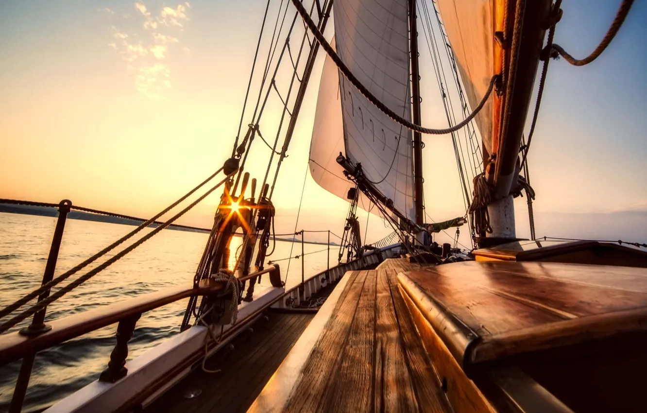 Photo wallpaper sea, the way, morning, yacht, sail