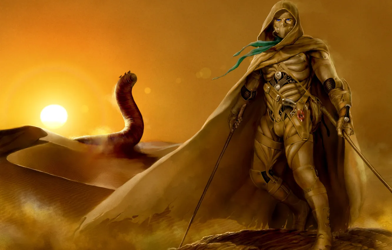 Photo wallpaper desert, warrior, the worm