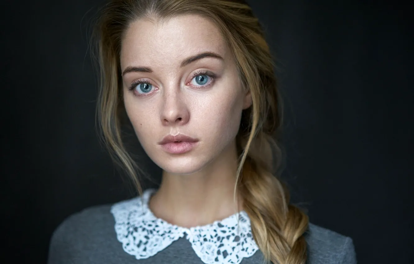 Photo wallpaper look, background, model, portrait, makeup, hairstyle, braids, bokeh