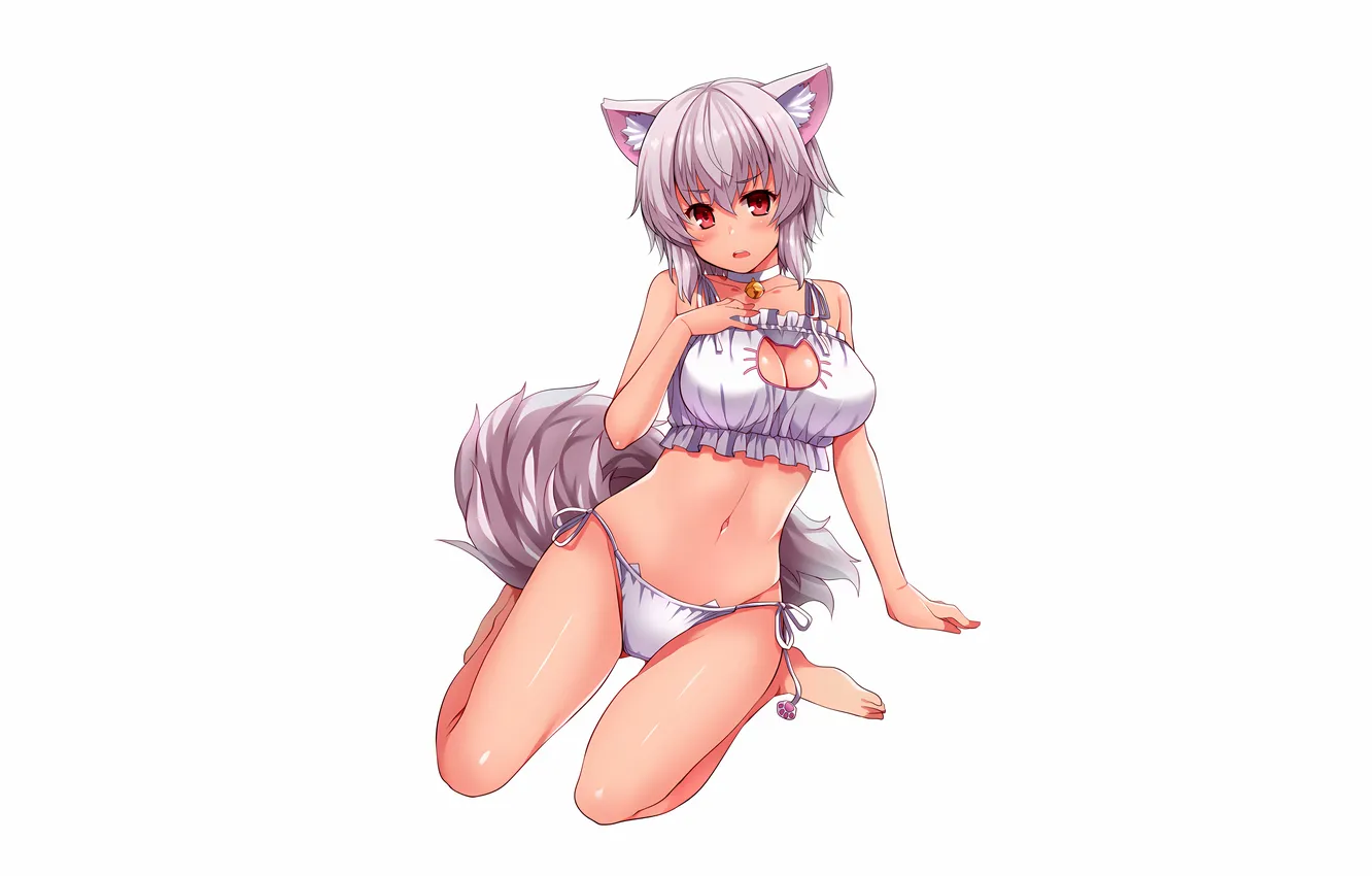 Photo wallpaper girl, sexy, lingerie, bra, cleavage, panties, touhou, legs