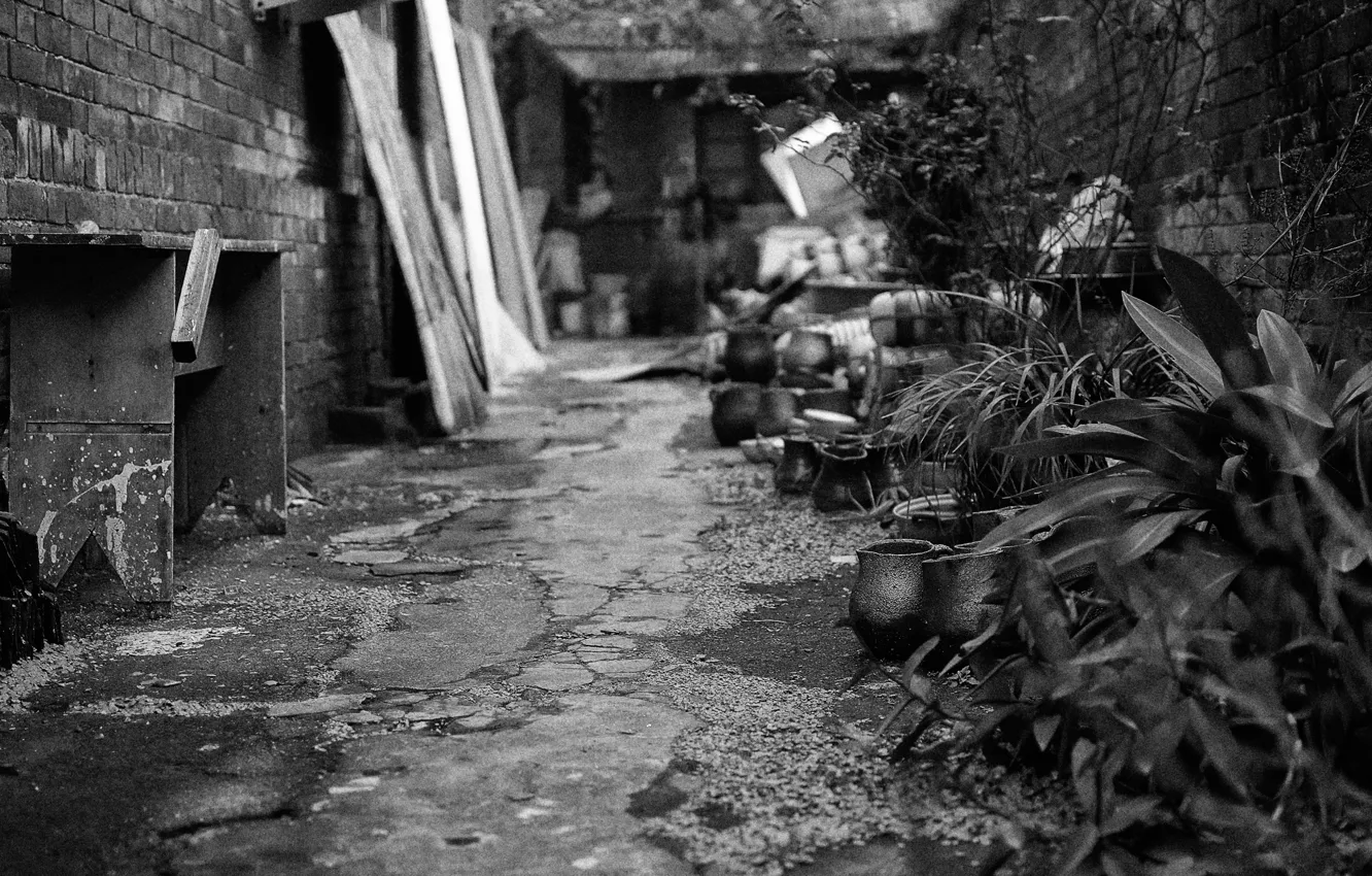 Photo wallpaper city, white, black, old