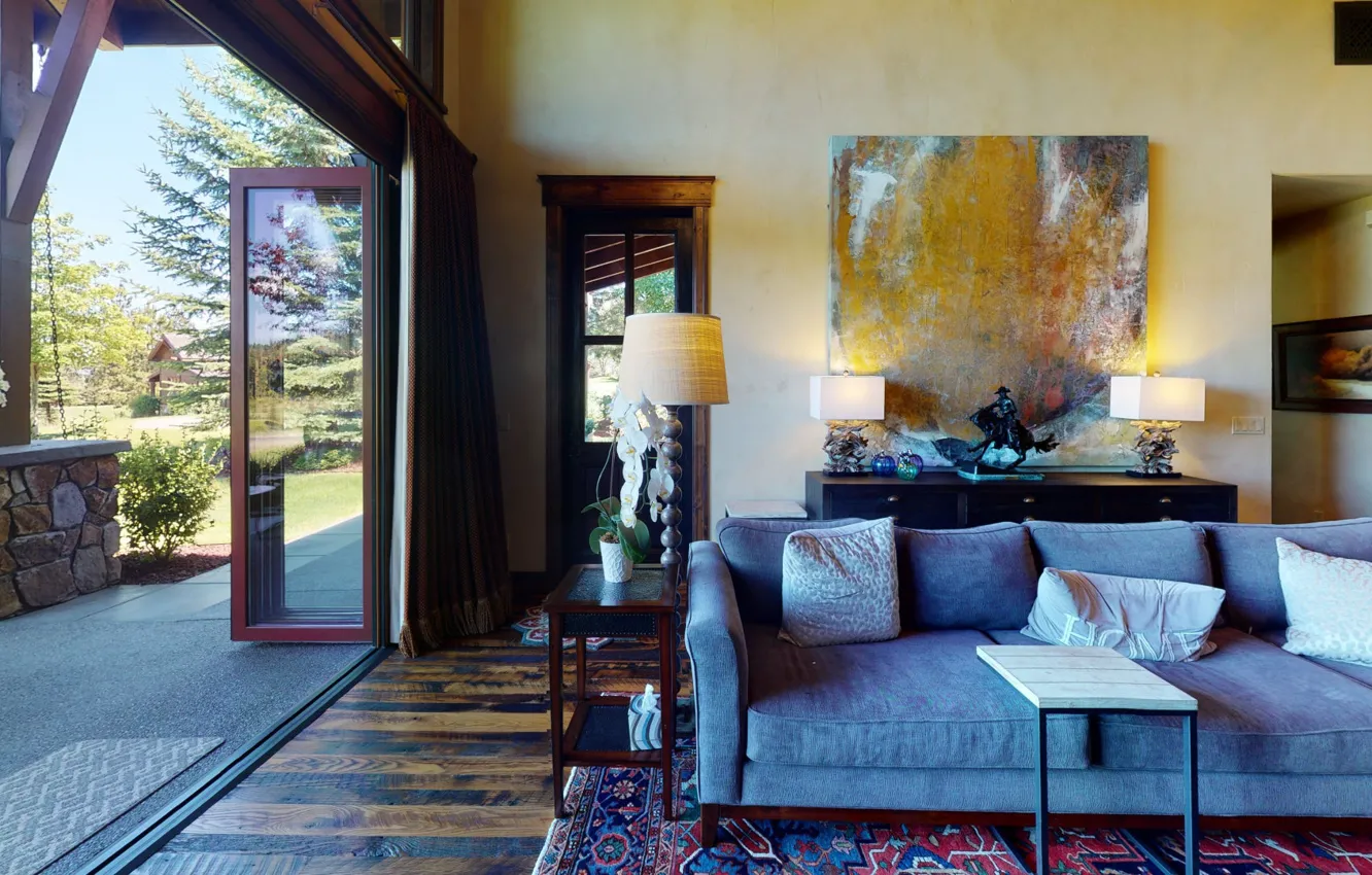 Photo wallpaper interior, picture, sofa, living room, Coeur D'Alene