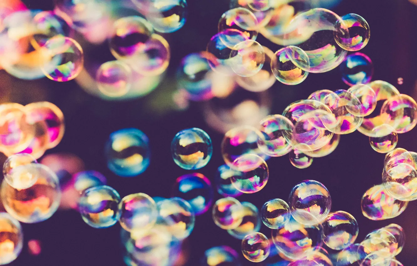 Photo wallpaper bubbles, positive, blurred background