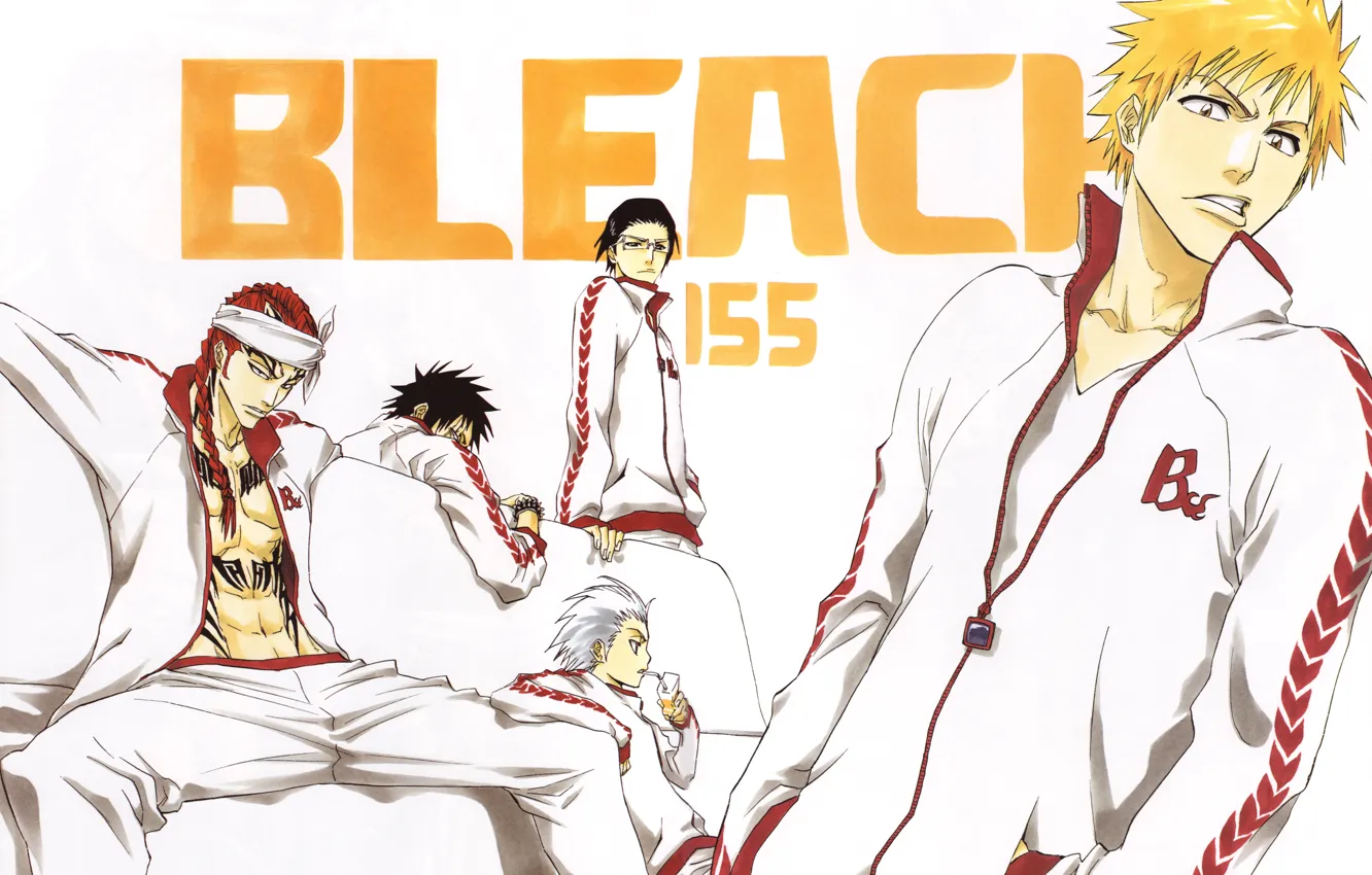Photo wallpaper anime, Bleach, Ichigo Kurosaki, art, Renji Abarai, Uryu Ishida, Toushiro Hitsugaya