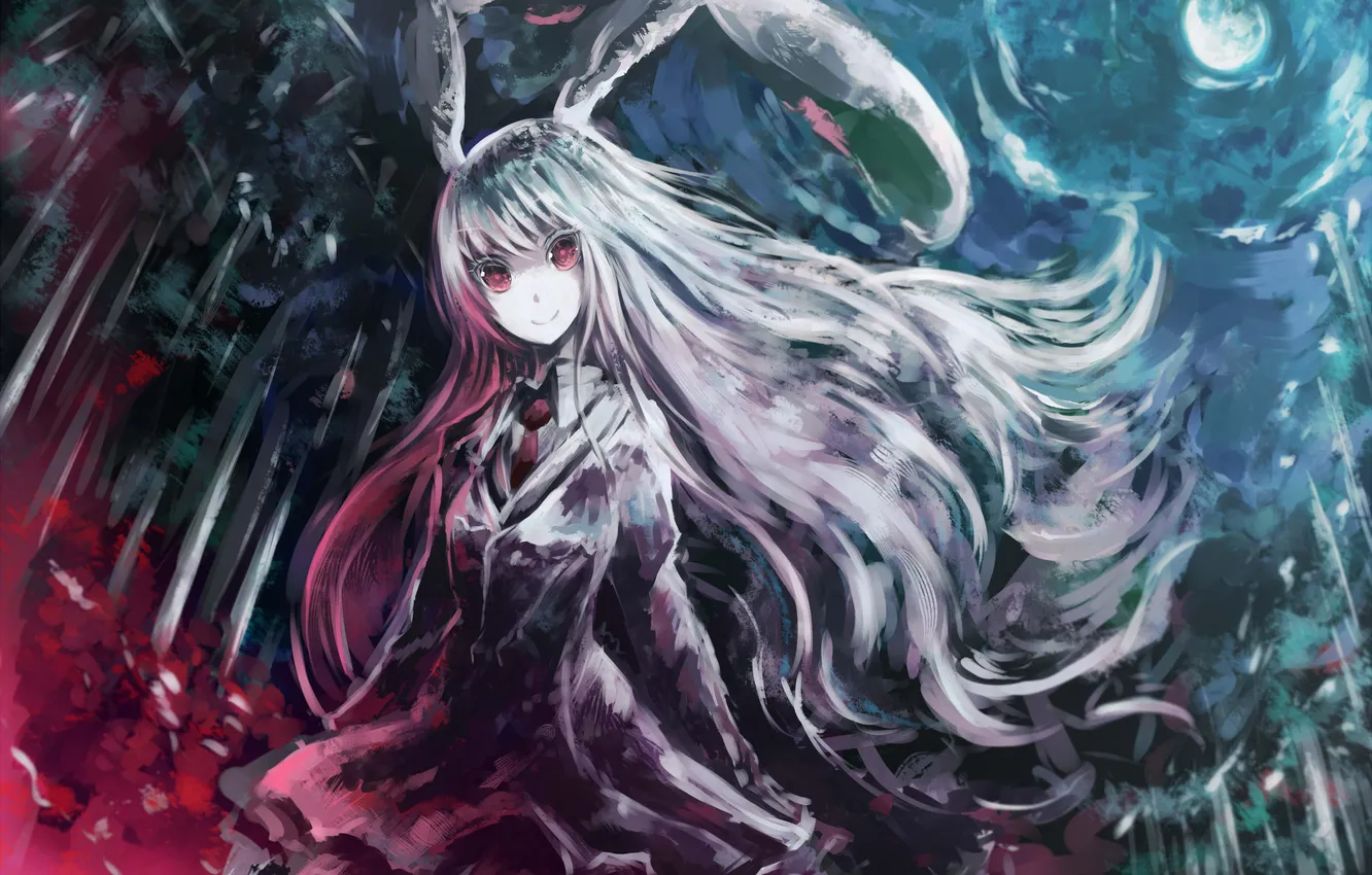 Photo wallpaper girl, abstraction, smile, rabbit, art, ears, touhou, Aya