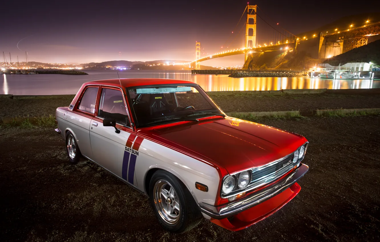 Photo wallpaper red, Datsun, 510, withe