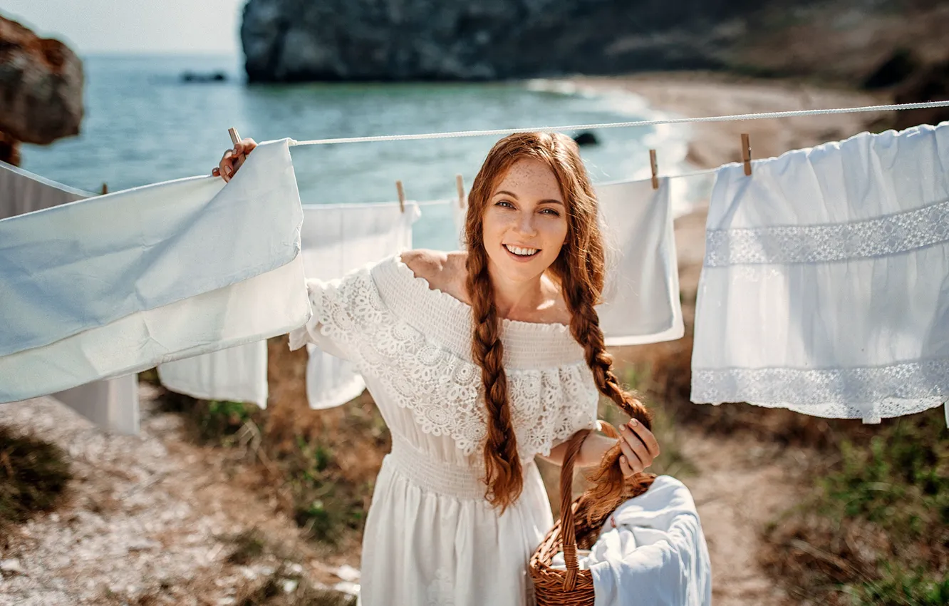 Photo wallpaper girl, smile, Oksana Butovo, Eugene Freyer