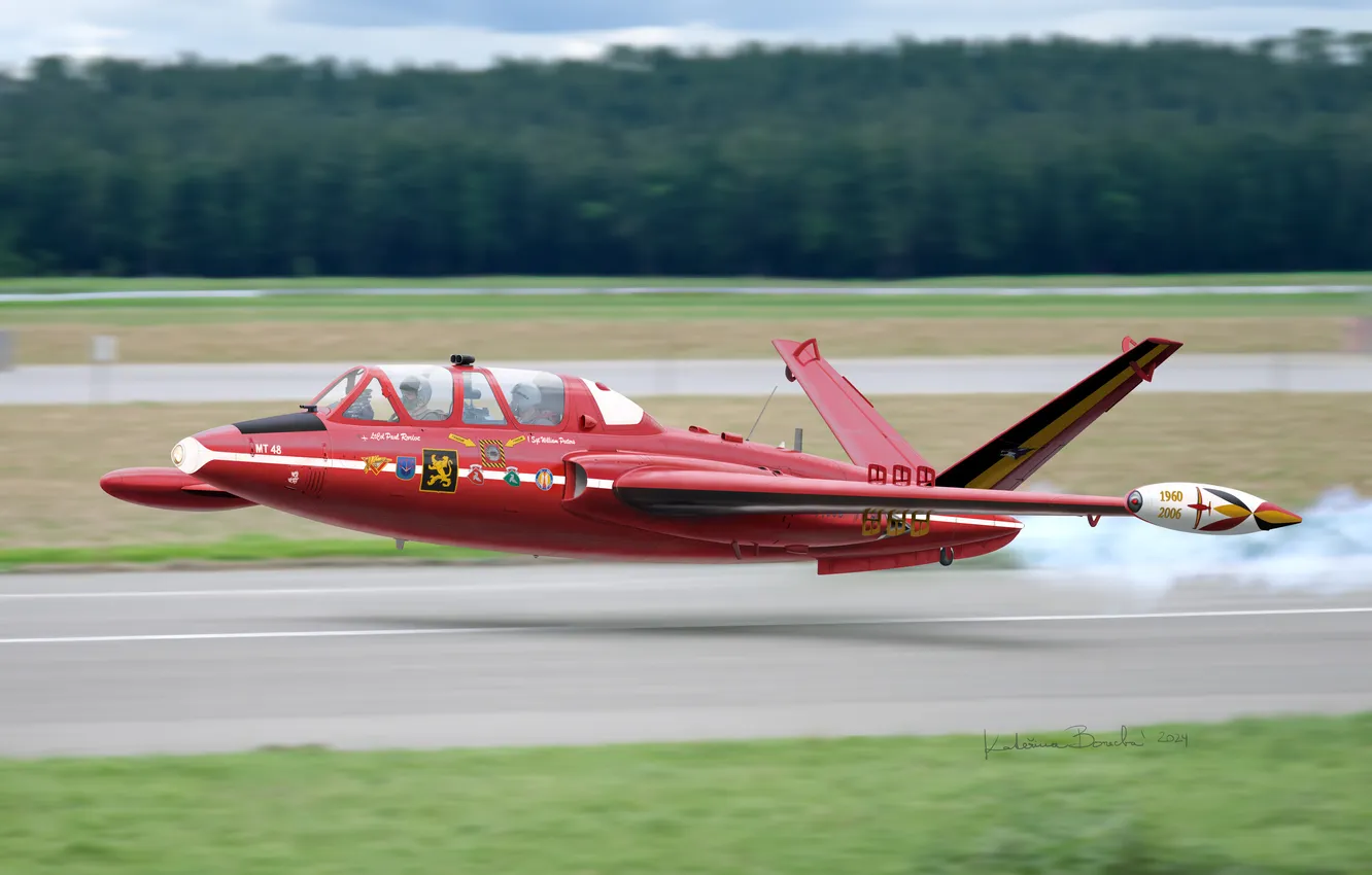 Photo wallpaper France, Belgium, attack, easy, training and combat aircraft, Kateřina Borecka, Fouga CM.170 Magister