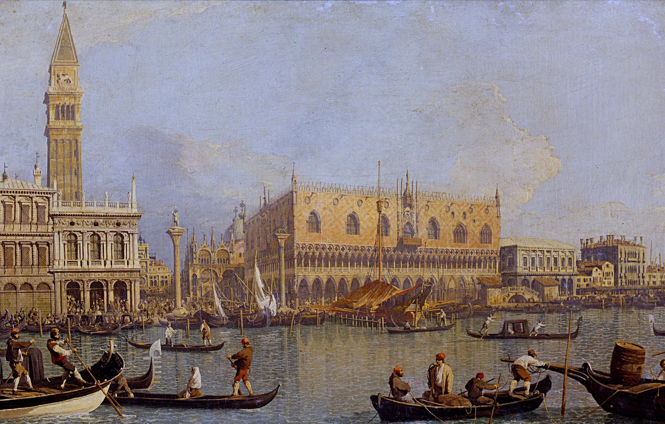 Photo wallpaper picture, the urban landscape, Canaletto, Canaletto, Giovanni Antonio Canal, View of the Doge's Palace in …